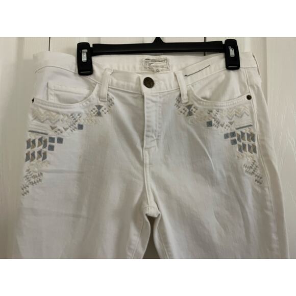 Current Elliott Womens Size 31 The Stiletto White With Embroidery Detail Jeans - Picture 10 of 16